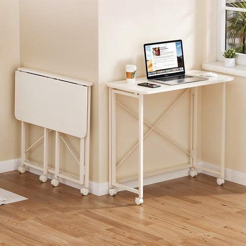 Foldable white table desk - foldable,